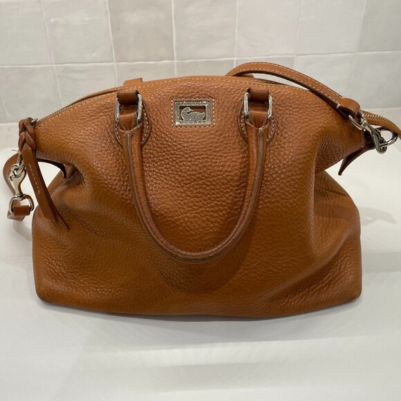 Dooney & Bourke Handbags - Dooney & Bourke Saddle Pebble Leather Satchel with Handles and Strap